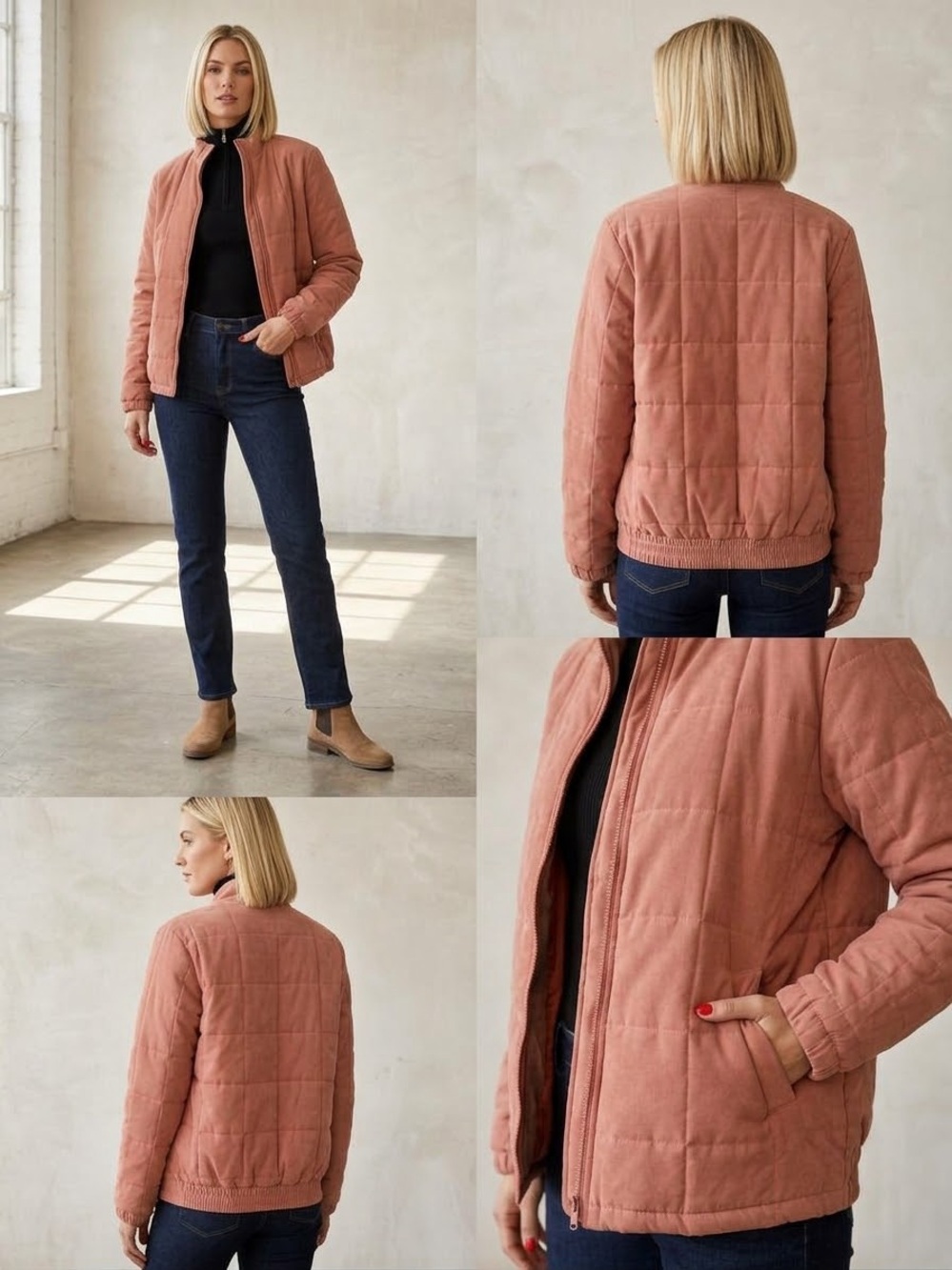 Quilted Jacket in Pink Like New